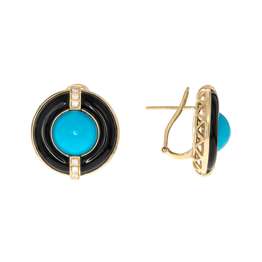 14K Yellow Gold Turquoise Earrings