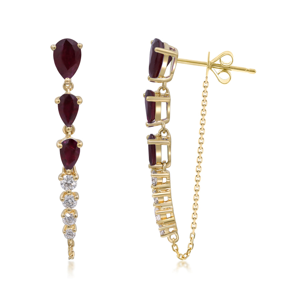 Penelope 14K Yellow Gold Pear-Cut Ruby Earrings