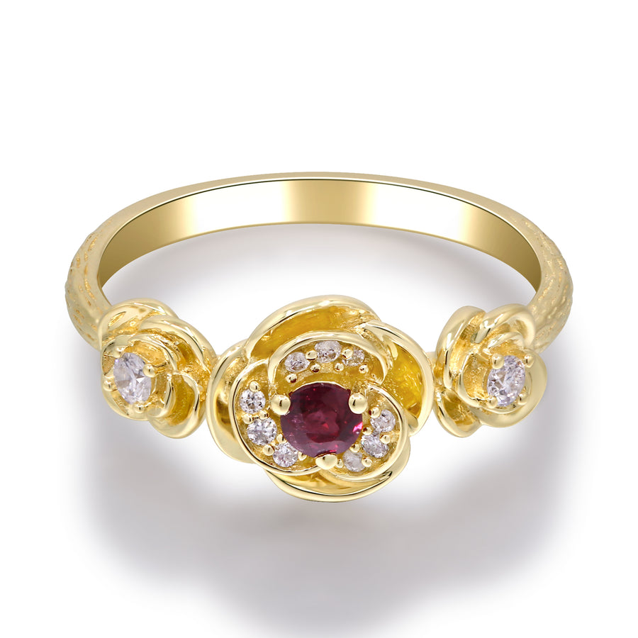 Josie 14K Yellow Gold Round-Cut Ruby Ring