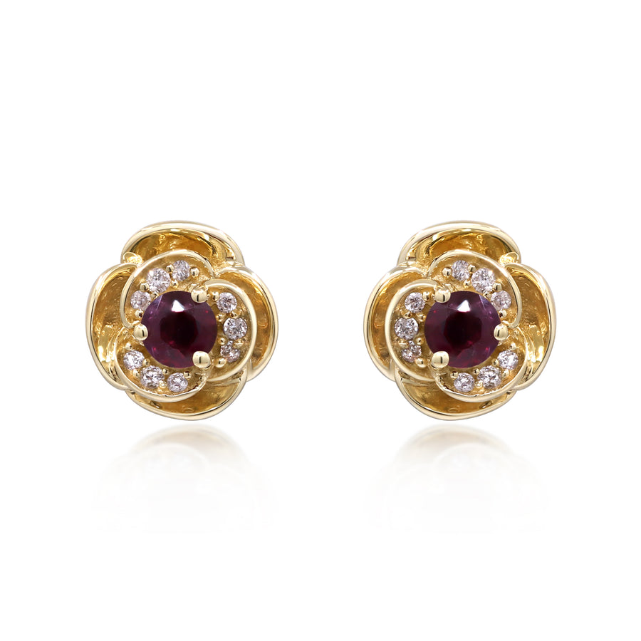 Nora 14K Yellow Gold Round-Cut Ruby Earrings