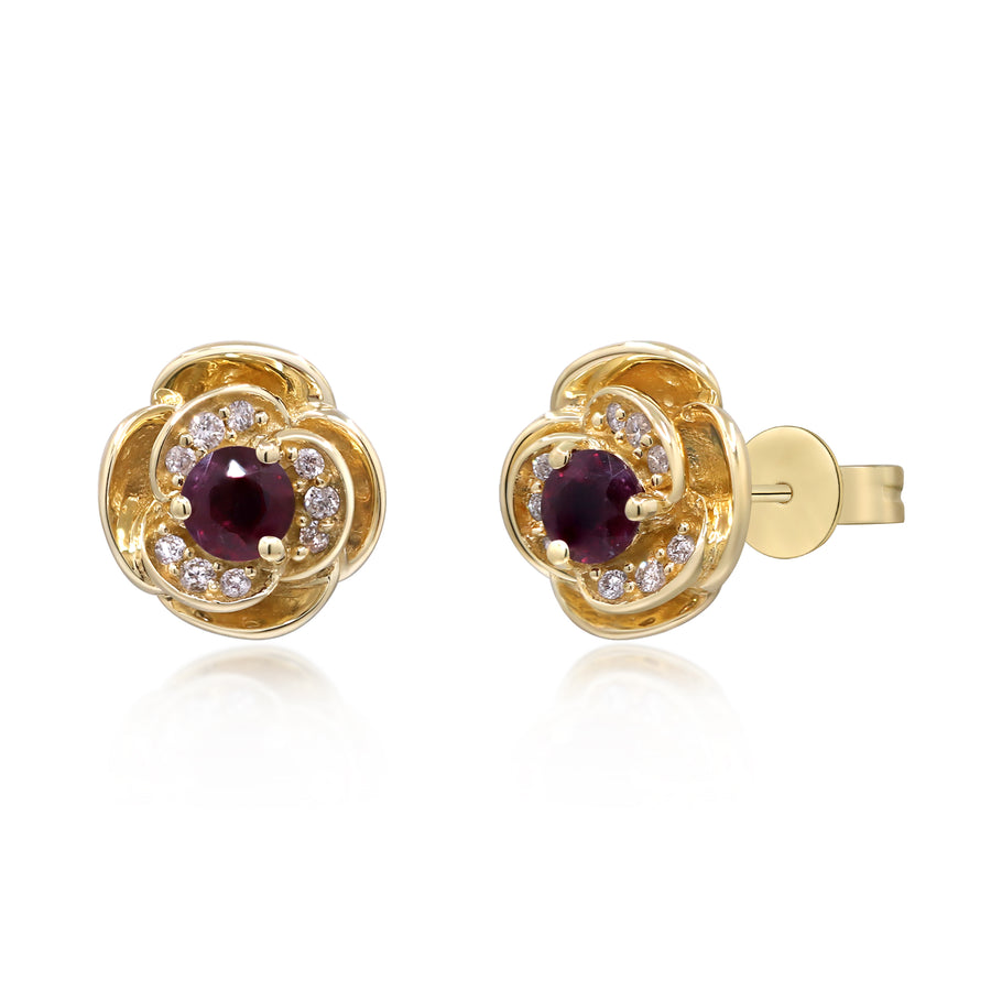 Nora 14K Yellow Gold Round-Cut Ruby Earrings