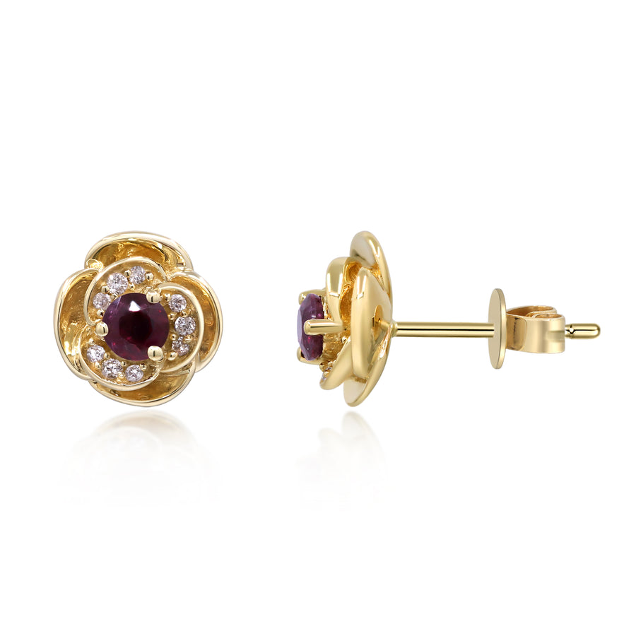 Nora 14K Yellow Gold Round-Cut Ruby Earrings