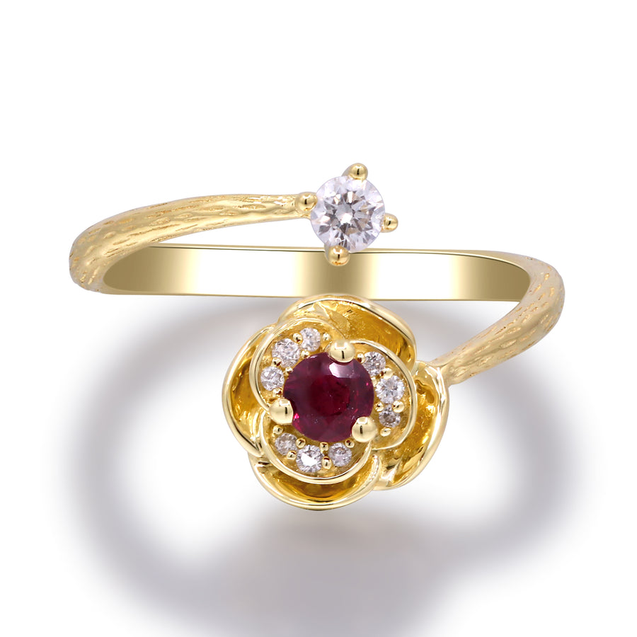 Josie 14K Yellow Gold Round-Cut Ruby Ring