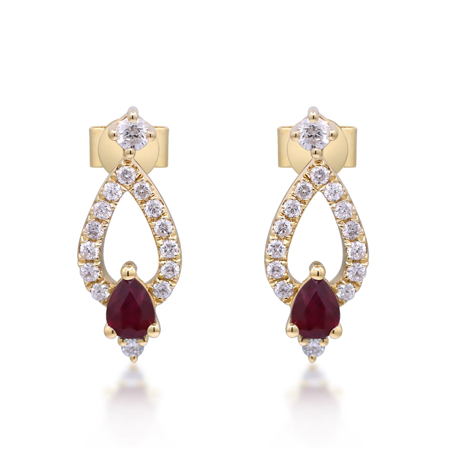 Gianna 14K Yellow Gold Pear-Cut Ruby Earrings