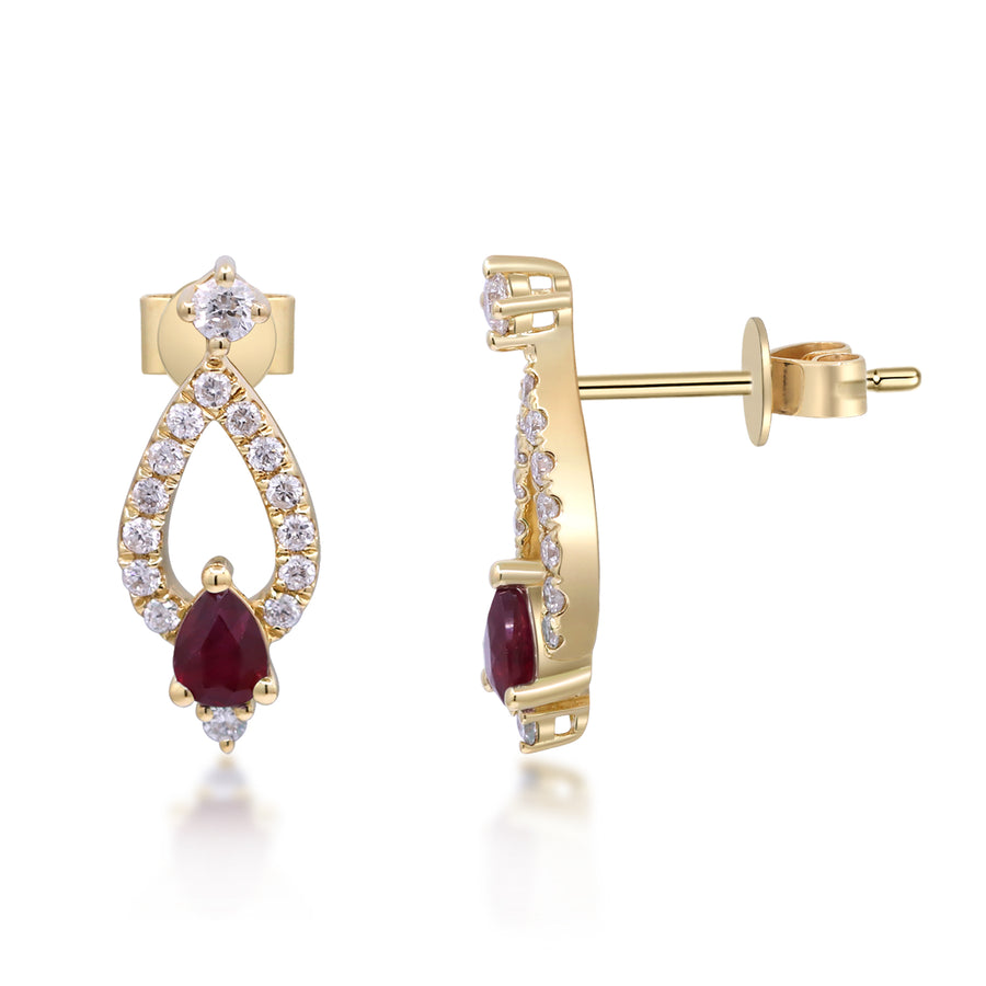 Gianna 14K Yellow Gold Pear-Cut Ruby Earrings