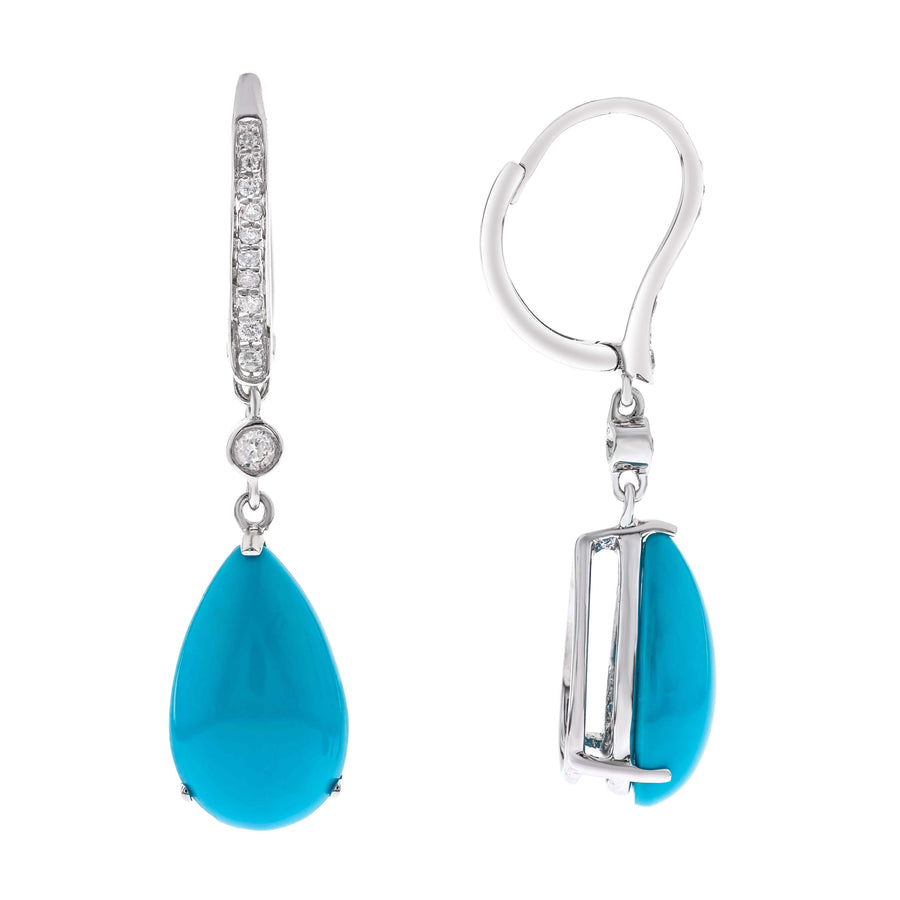14K White Gold Turquoise Earrings