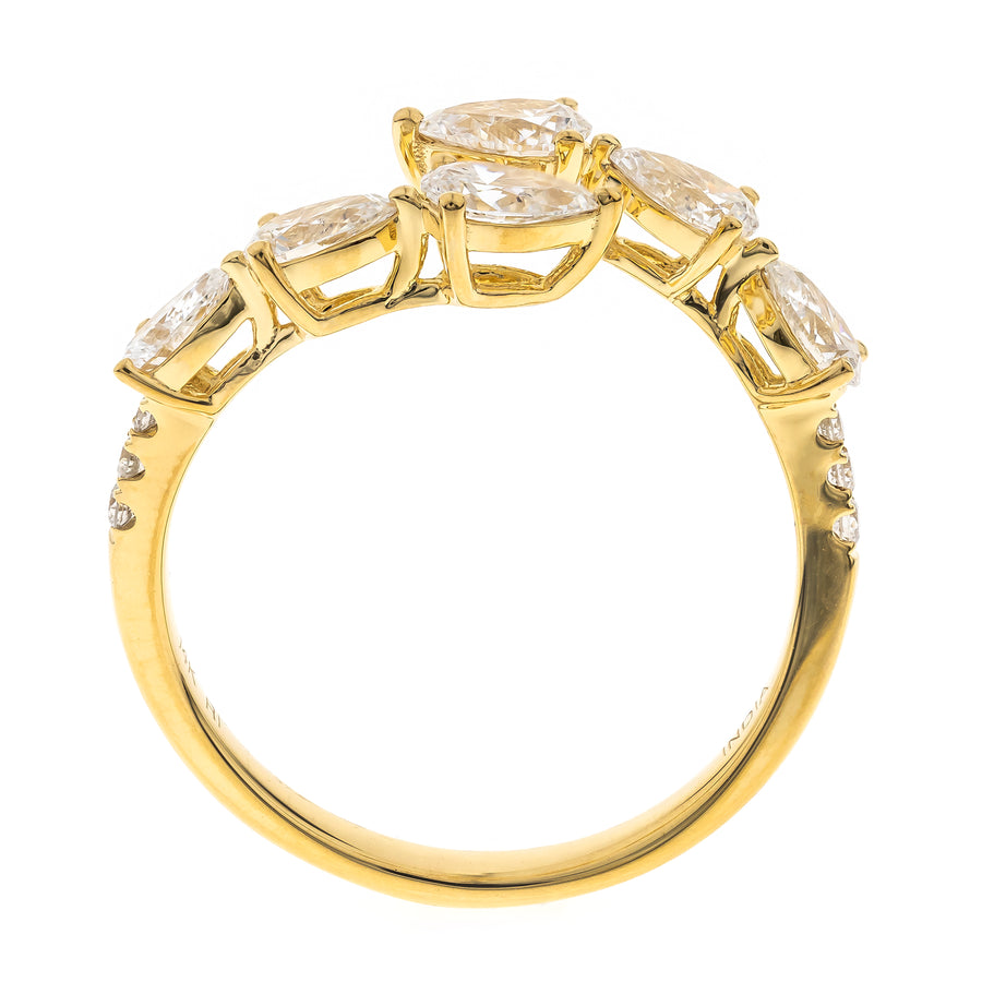 14K Yellow Gold White Diamond Ring