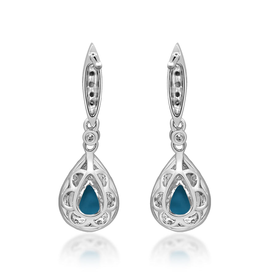 14K White Gold Turquoise Earrings