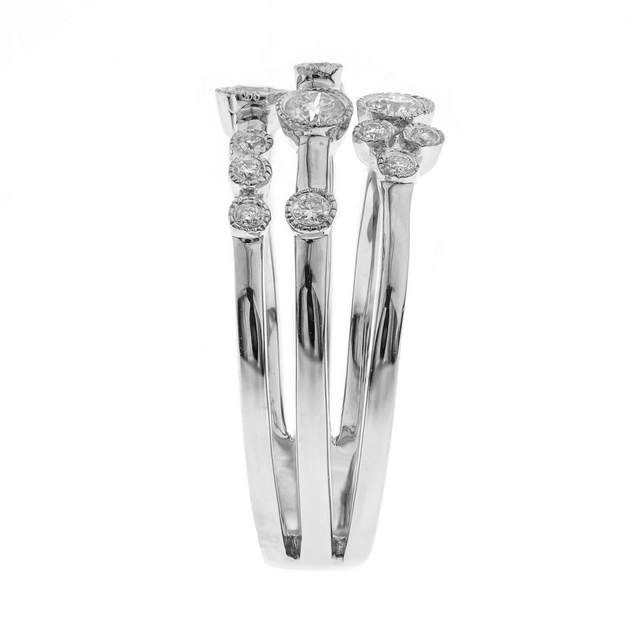 14 Karat Three-Layered Diamond Band Ring