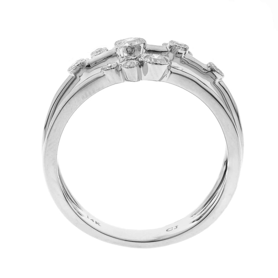 14 Karat Three-Layered Diamond Band Ring