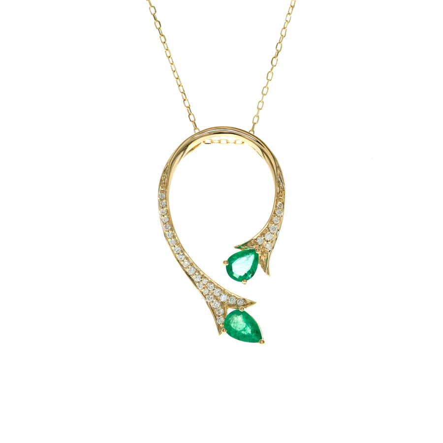 Lydia 14K Yellow Gold Pear-Cut Emerald Pendent