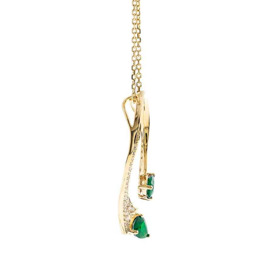 Lydia 14K Yellow Gold Pear-Cut Emerald Pendent