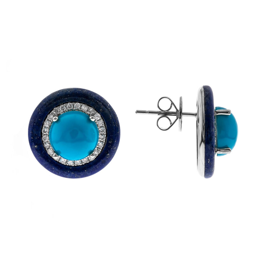 14K White Gold Turquoise Earrings