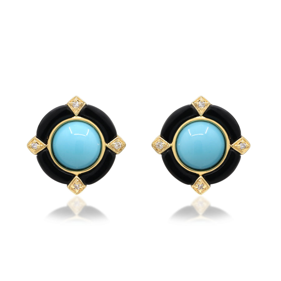 14K Yellow Gold Turquoise Earrings