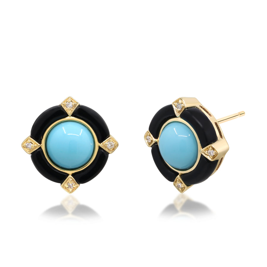 14K Yellow Gold Turquoise Earrings