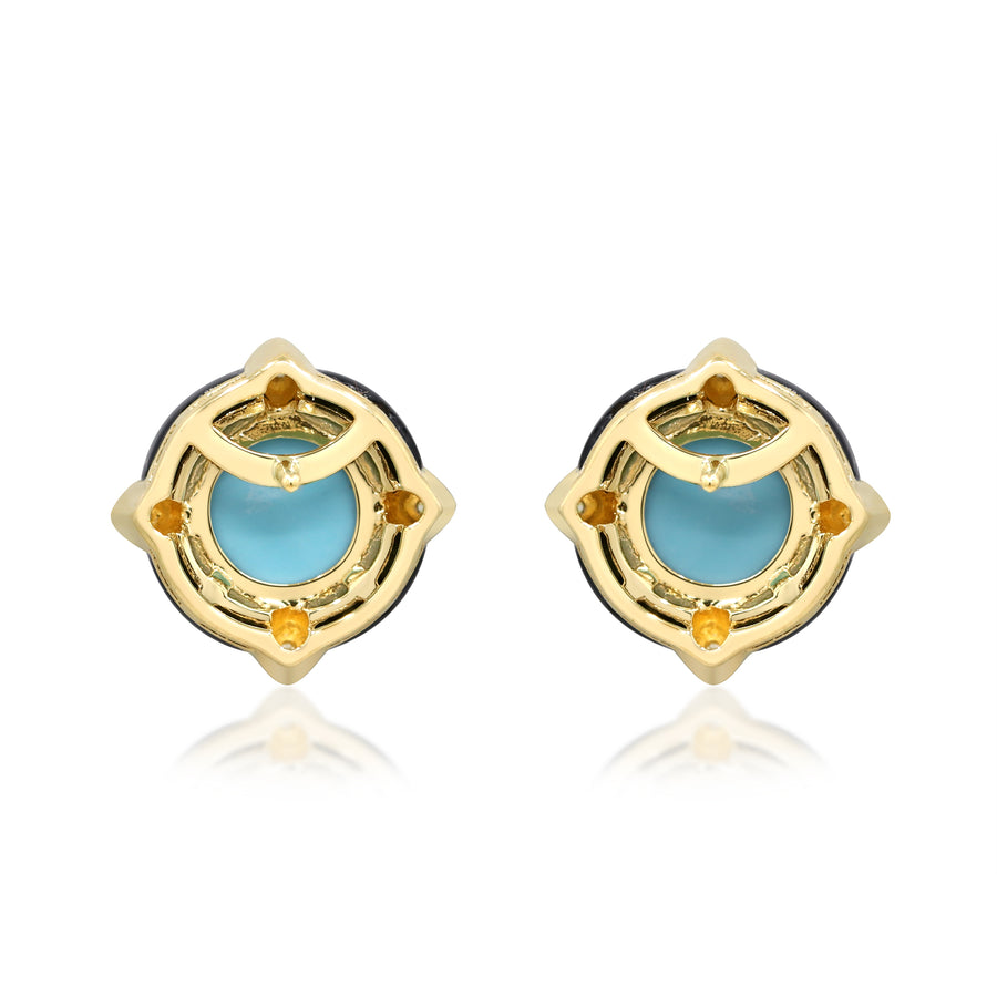 14K Yellow Gold Turquoise Earrings