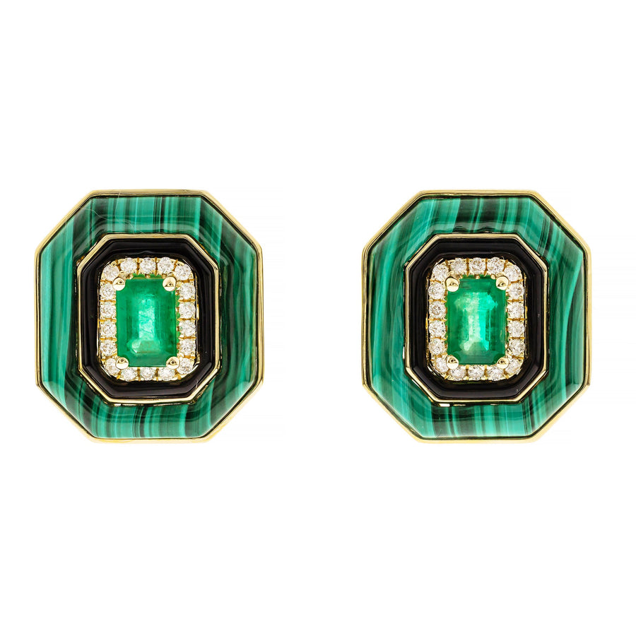 Lucy 14K Yellow Gold Emerald-Cut Emerald Earrings