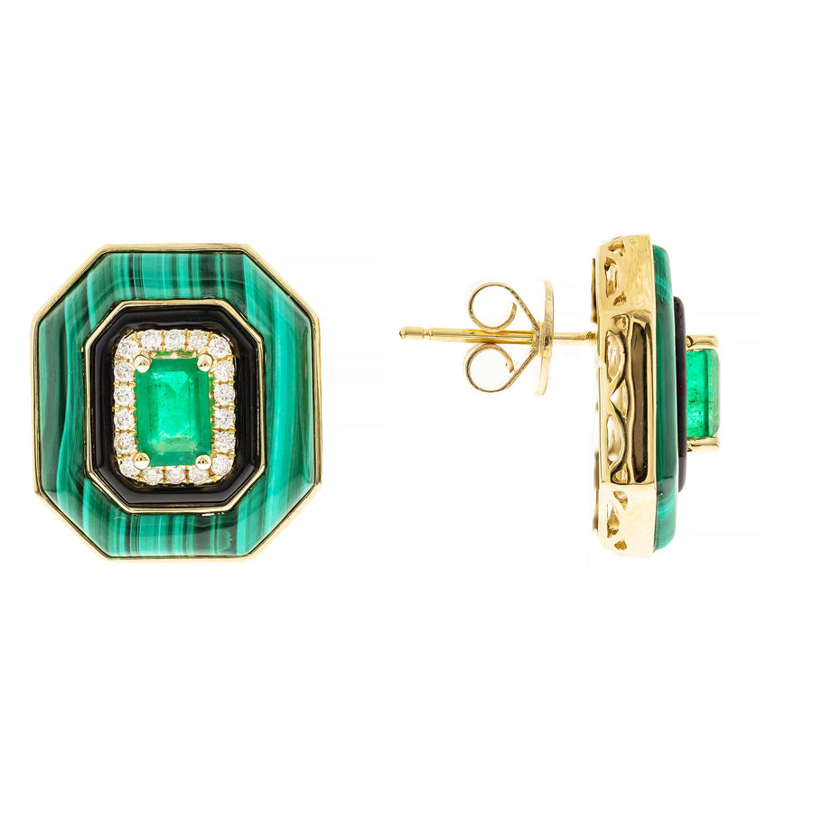 Lucy 14K Yellow Gold Emerald-Cut Emerald Earrings