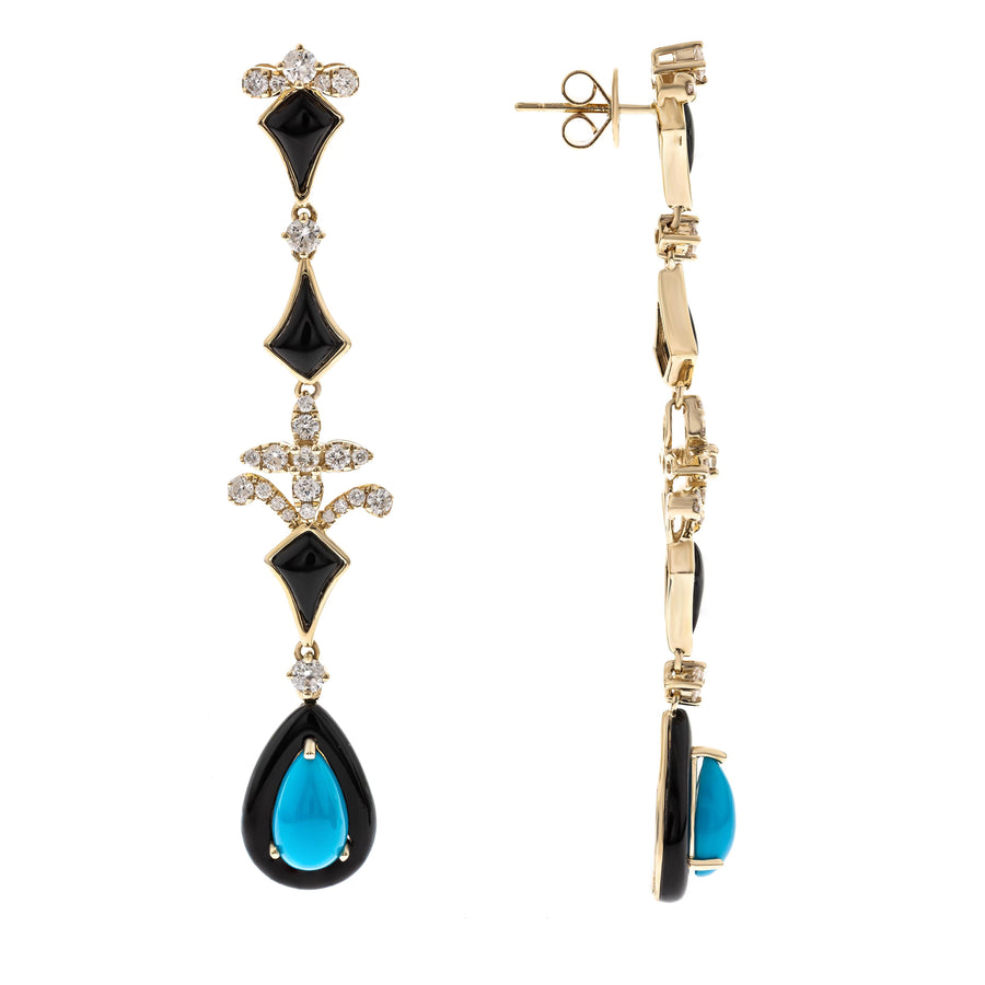 14K Yellow Gold Turquoise Earrings – cirari