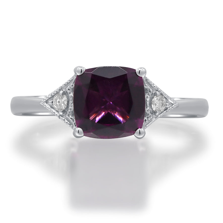 14K White Gold Rhodolite Ring