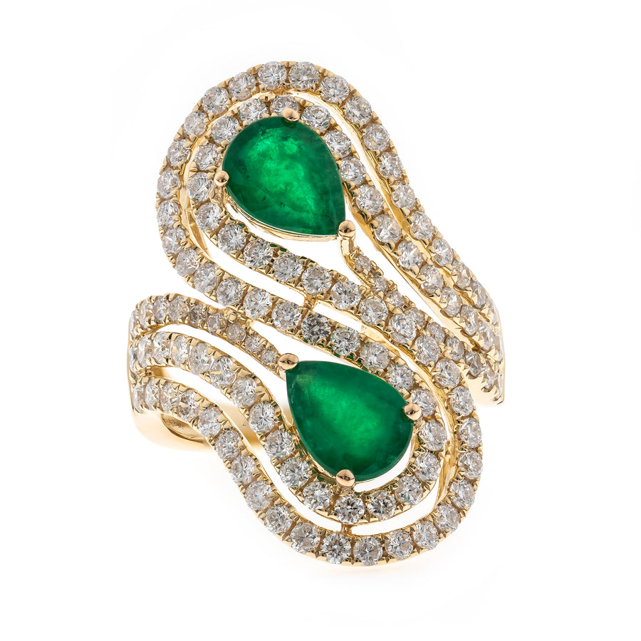 Luna 14K Yellow Gold Pear-Cut Emerald Ring