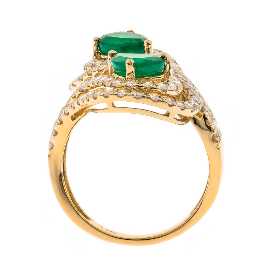 Luna 14K Yellow Gold Pear-Cut Emerald Ring
