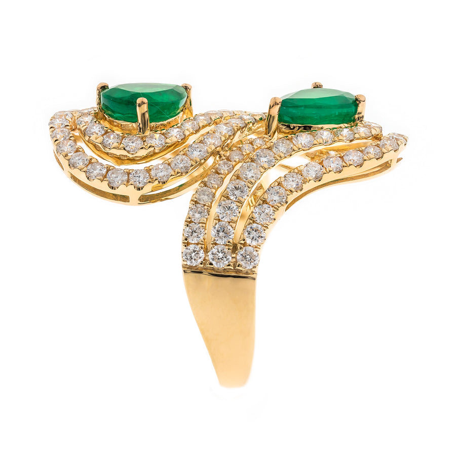Luna 14K Yellow Gold Pear-Cut Emerald Ring