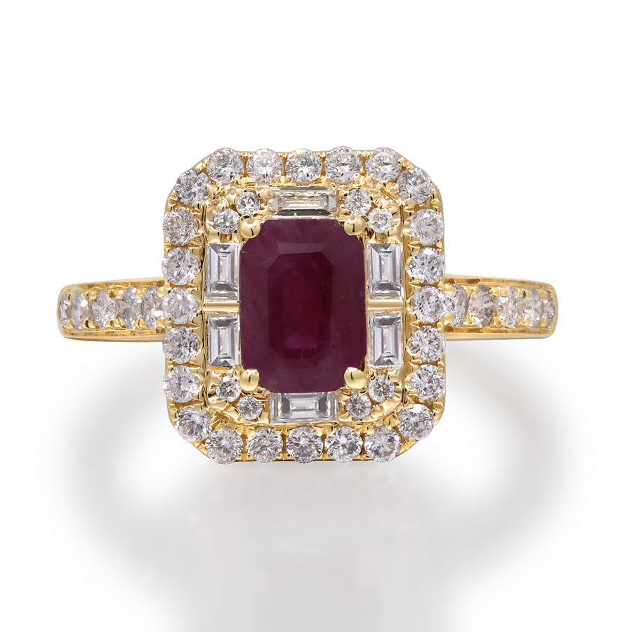 Genesis 14K Yellow Gold Emerald-Cut Ruby Ring