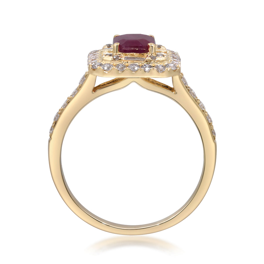 Genesis 14K Yellow Gold Emerald-Cut Ruby Ring