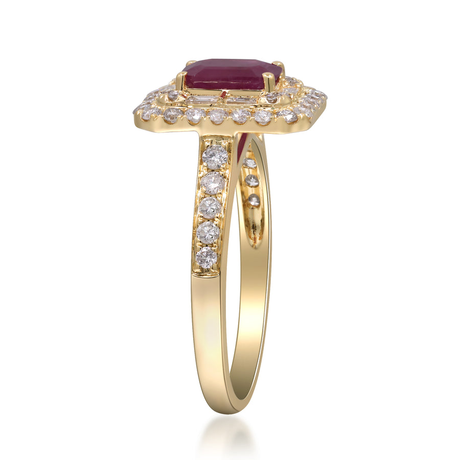 Genesis 14K Yellow Gold Emerald-Cut Ruby Ring