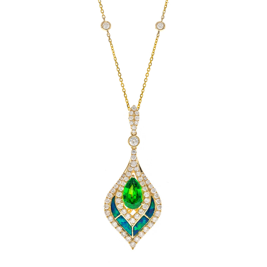 Sarah 14K Yellow Gold Pear-Cut Emerald Pendent