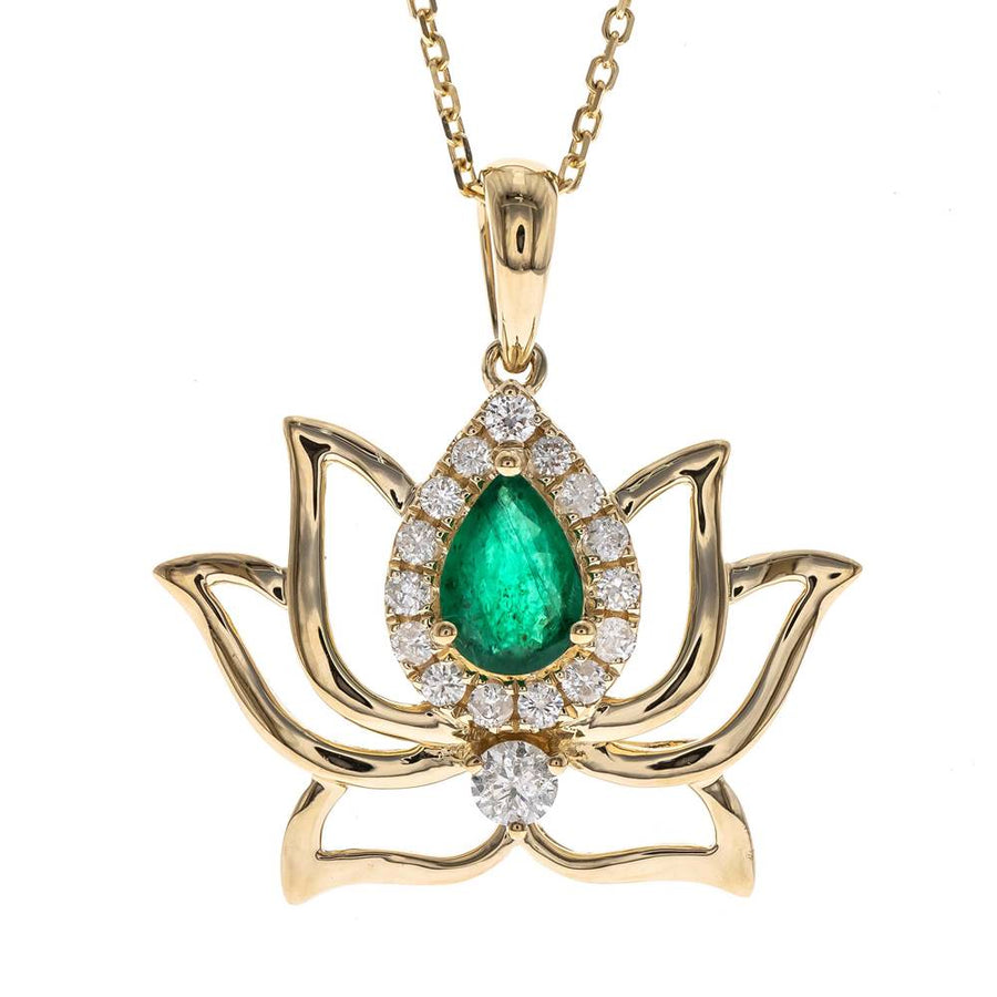 Anna 14K Yellow Gold Pear-Cut Emerald Pendent