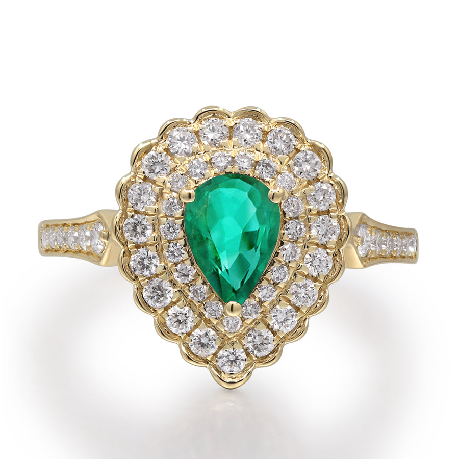 Evelyn 14K Yellow Gold Pear-Cut Emerald Ring