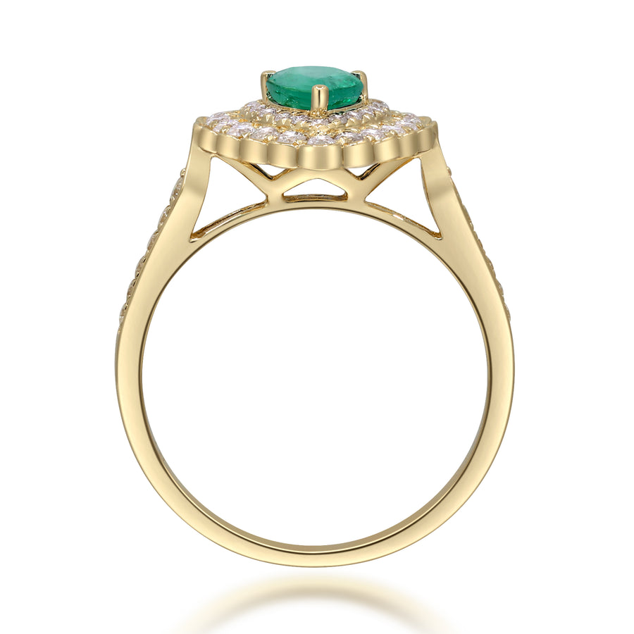 Evelyn 14K Yellow Gold Pear-Cut Emerald Ring