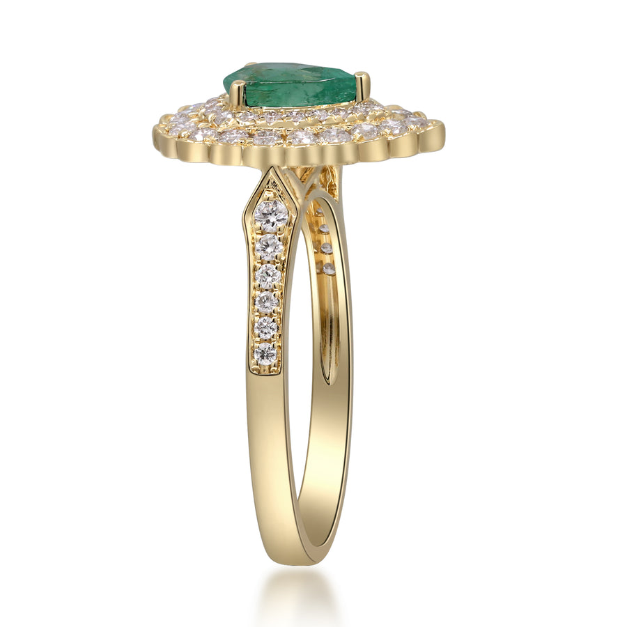 Evelyn 14K Yellow Gold Pear-Cut Emerald Ring