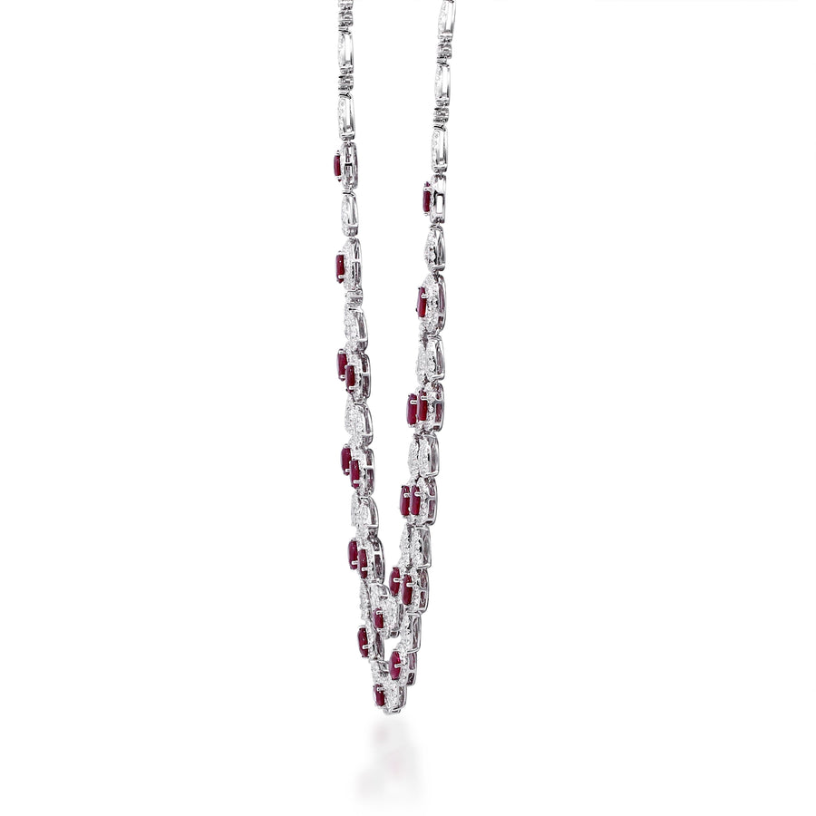 14K White Gold Ruby Necklace
