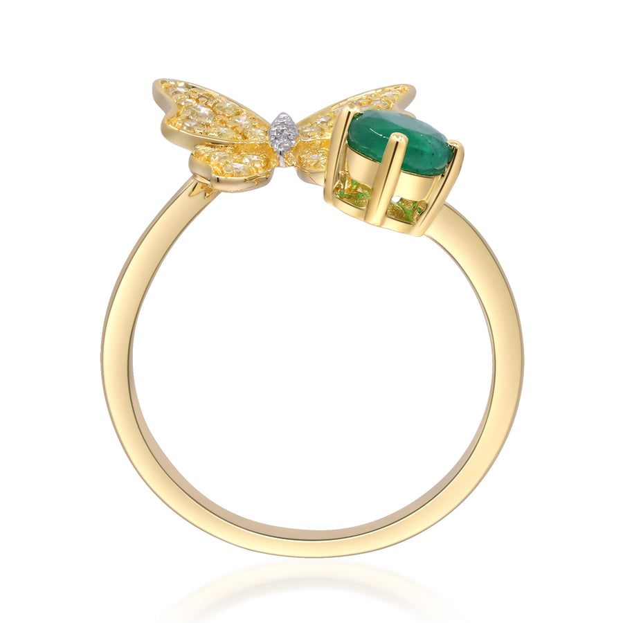 Victoria 14K Yellow Gold Round-Cut Emerald Ring