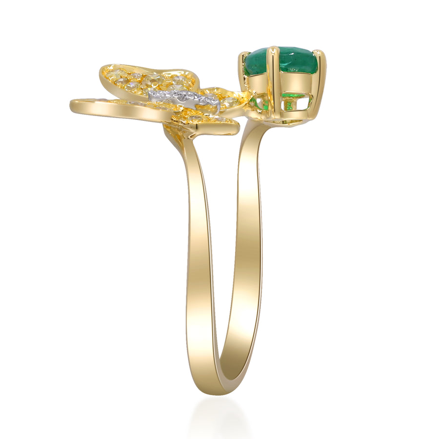 Victoria 14K Yellow Gold Round-Cut Emerald Ring