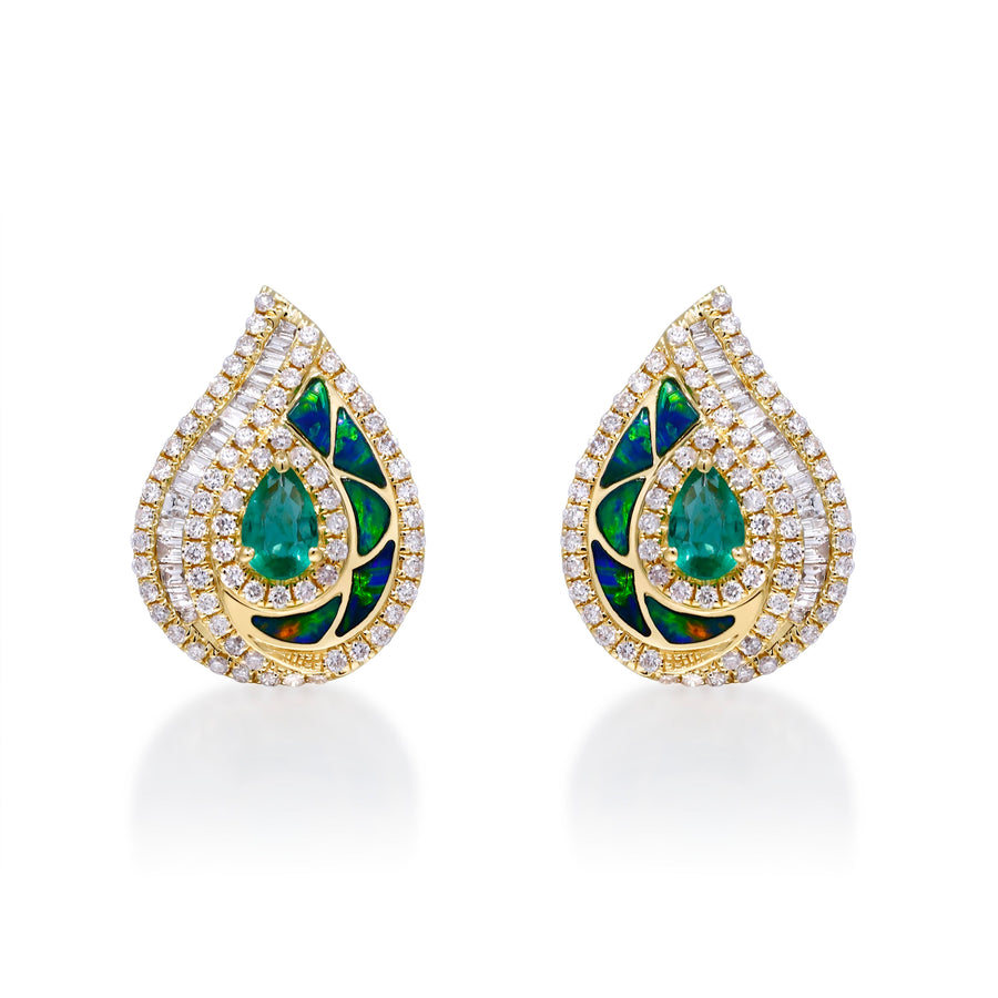 Caroline 14K Yellow Gold Pear-Cut Emerald Earrings