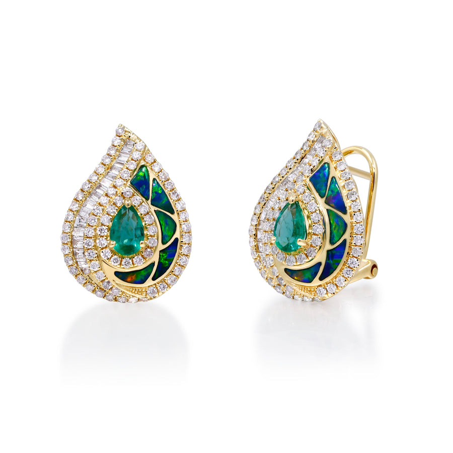 Caroline 14K Yellow Gold Pear-Cut Emerald Earrings