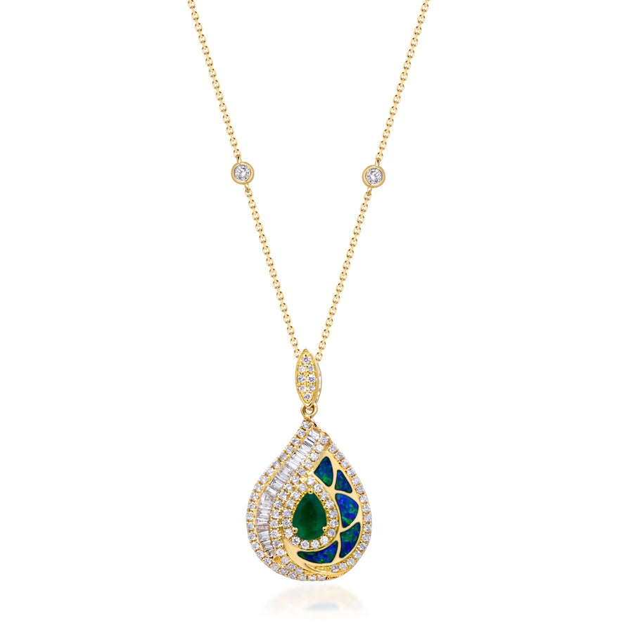 Abigail 14K Yellow Gold Pear-Cut Emerald Pendent