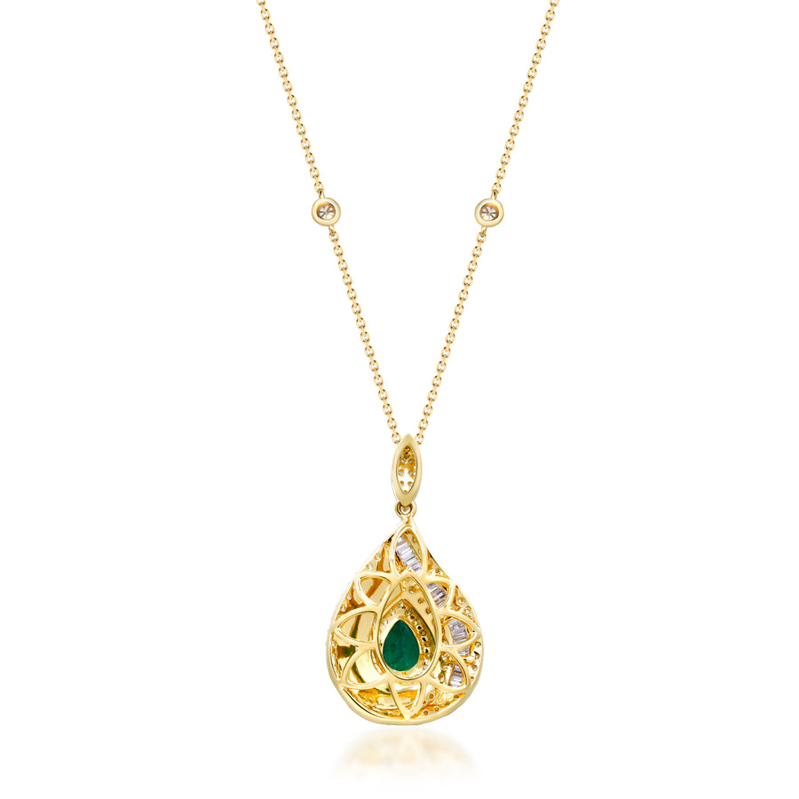 Abigail 14K Yellow Gold Pear-Cut Emerald Pendent