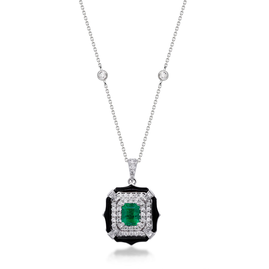 Abigail 14K White Gold Emerald-Cut Emerald Pendent