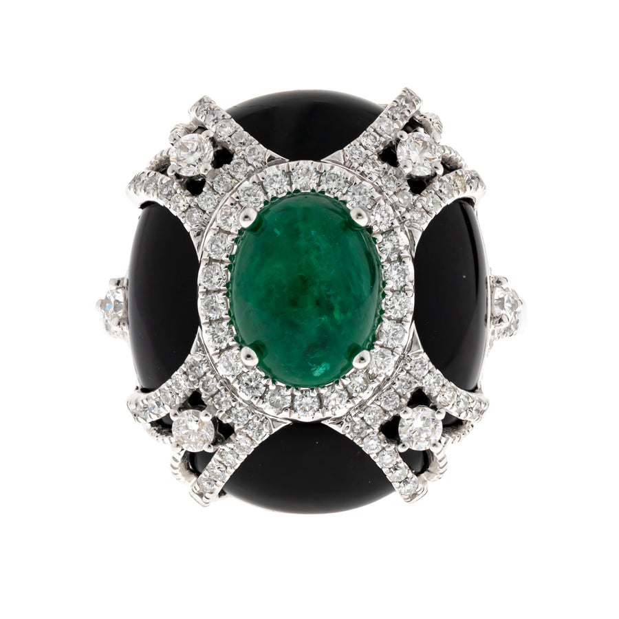 Evelyn 14K White Gold Oval-Cut Emerald Ring