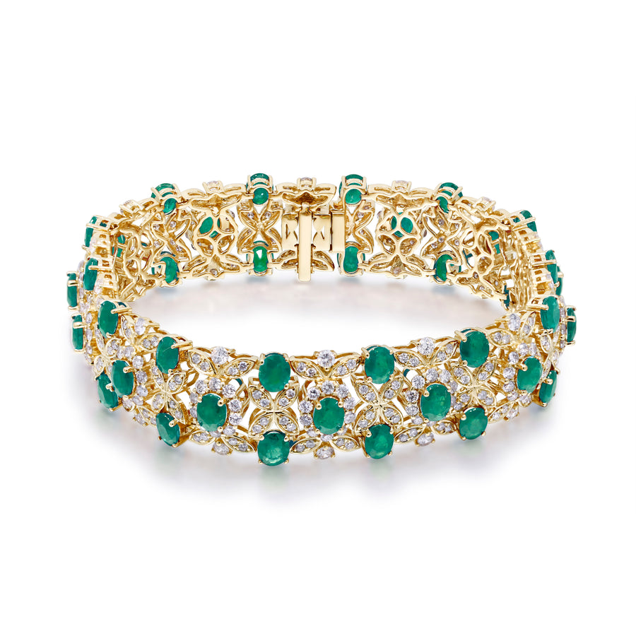 Delilah 14K Yellow Gold Oval-Cut Emerald Bracelets