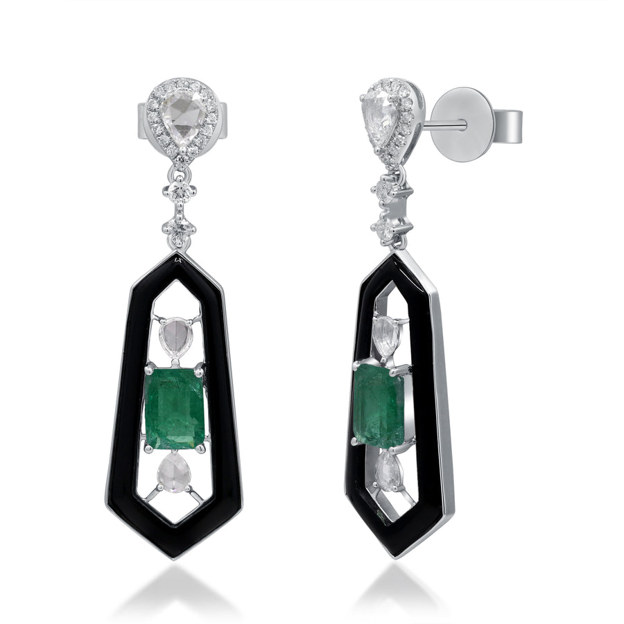 Hailey 14K White Gold Emerald-Cut Emerald Earrings