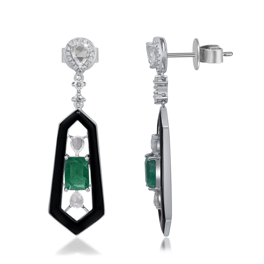 Hailey 14K White Gold Emerald-Cut Emerald Earrings