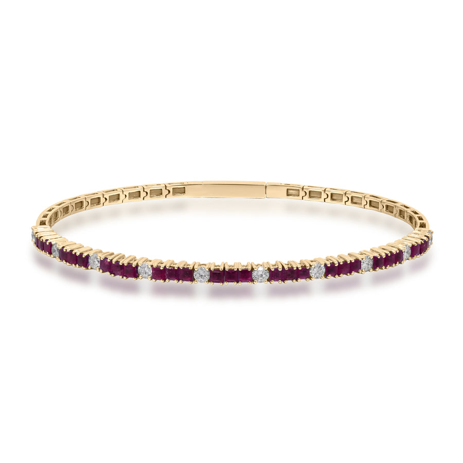 Avery 14K Yellow Gold Square-Cut Ruby Bracelets