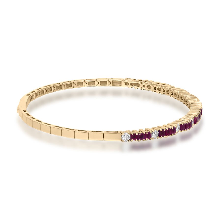 Avery 14K Yellow Gold Square-Cut Ruby Bracelets