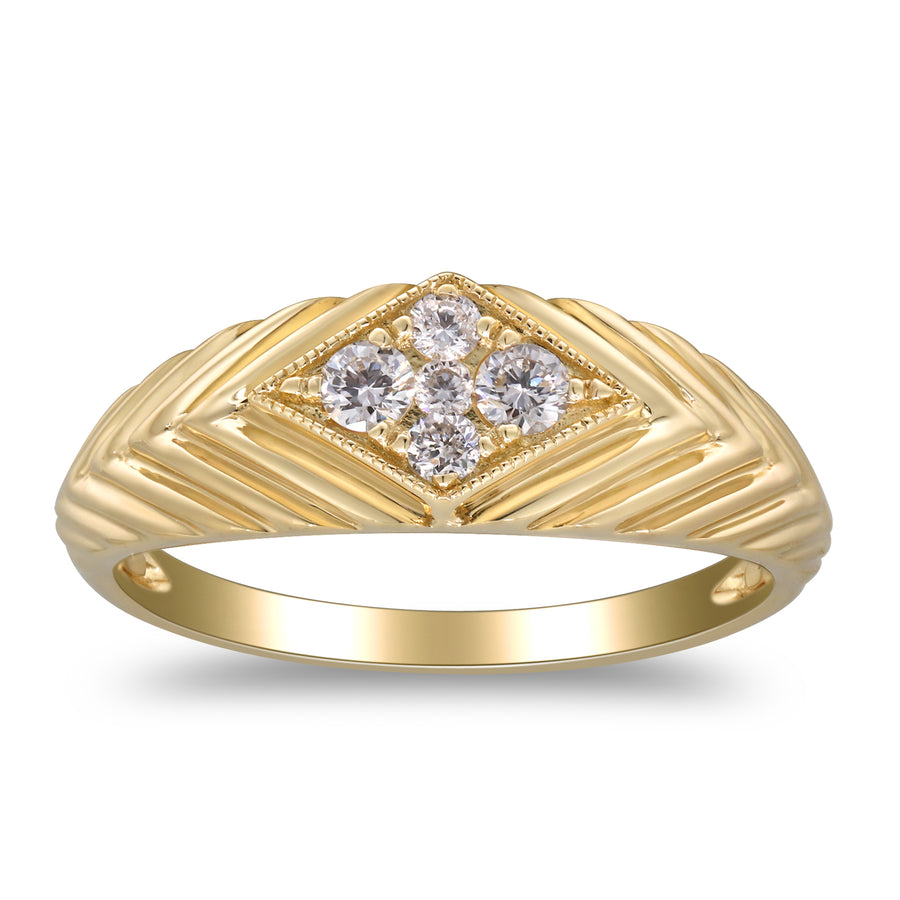 14K Yellow Gold White Diamond Ring